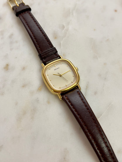 Seiko Gold Toned Cushion Case Woman's Watch