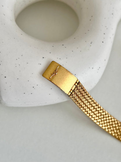 Longines Gold Tone Textured Cushion Women's Watch with Woven Bracelet