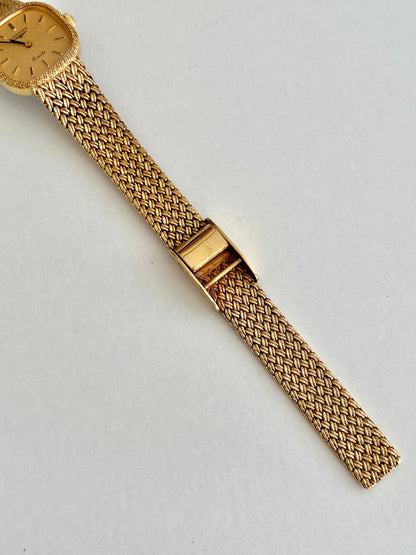 Longines Gold Tone Textured Cushion Women's Watch with Woven Bracelet