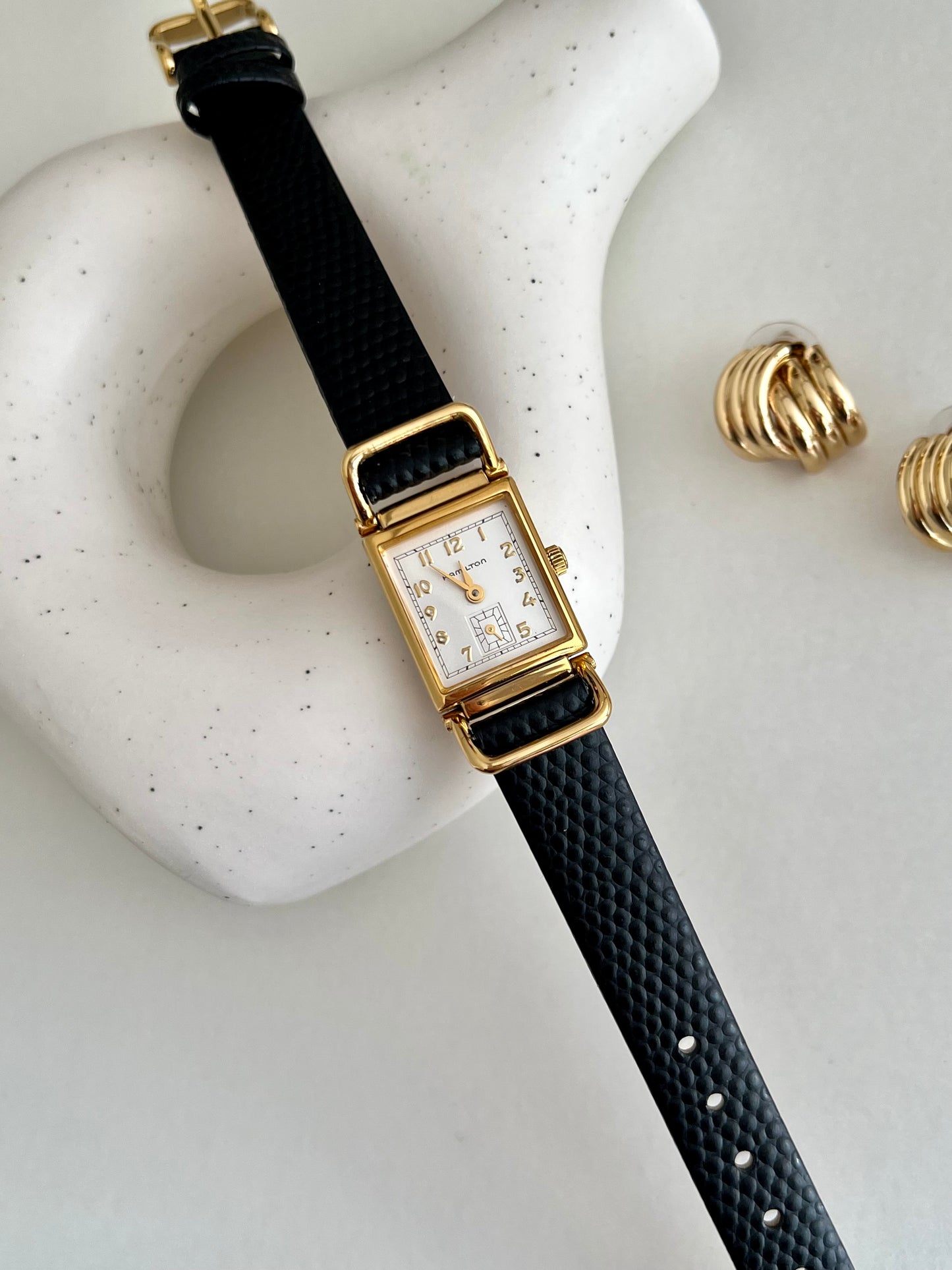 Hamilton Rectangular Gold Tone Dress Women's Watch