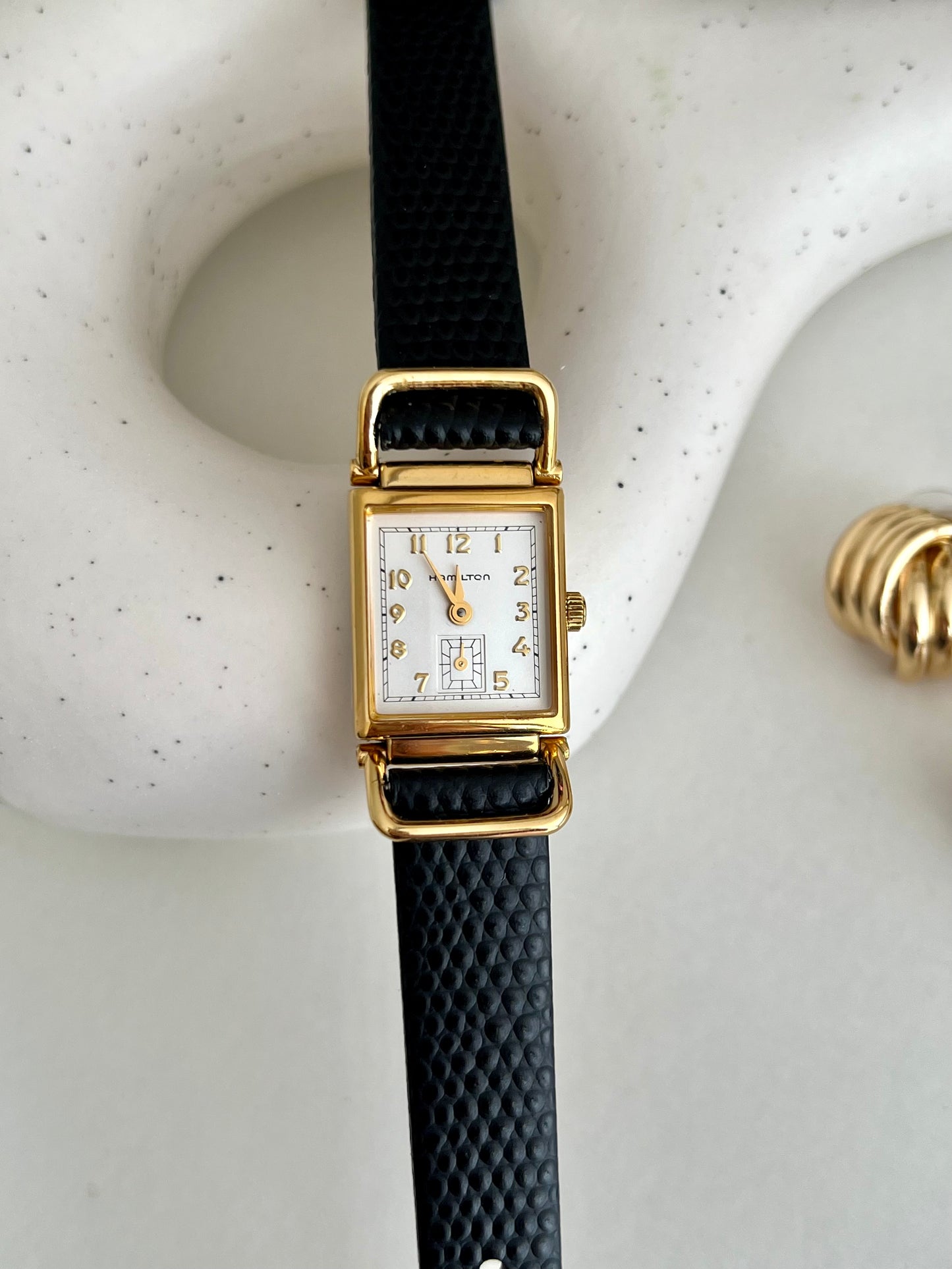 Hamilton Rectangular Gold Tone Dress Women's Watch