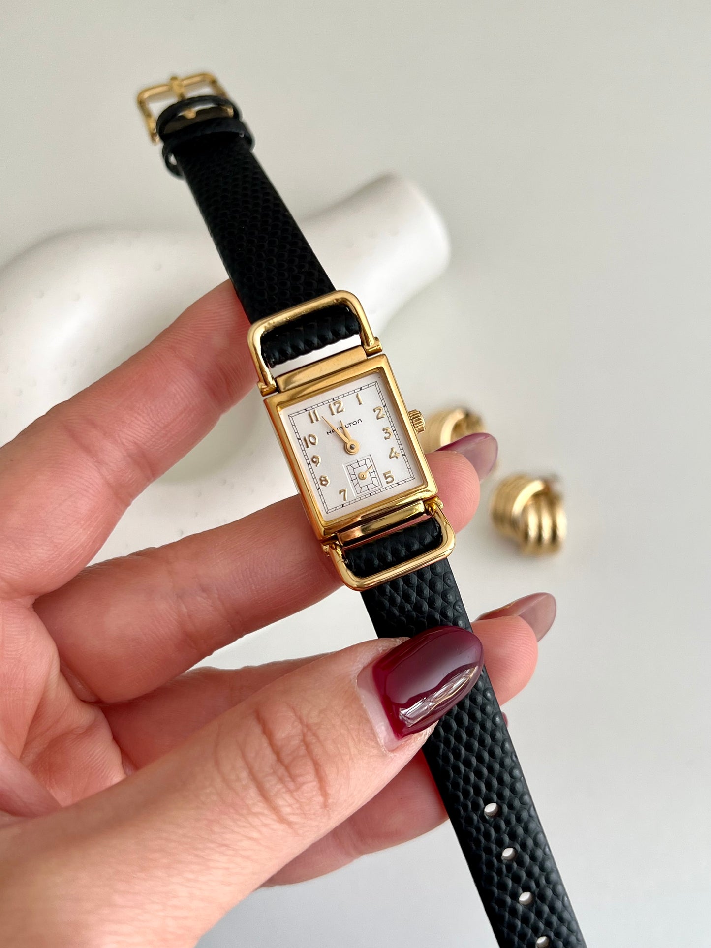 Hamilton Rectangular Gold Tone Dress Women's Watch