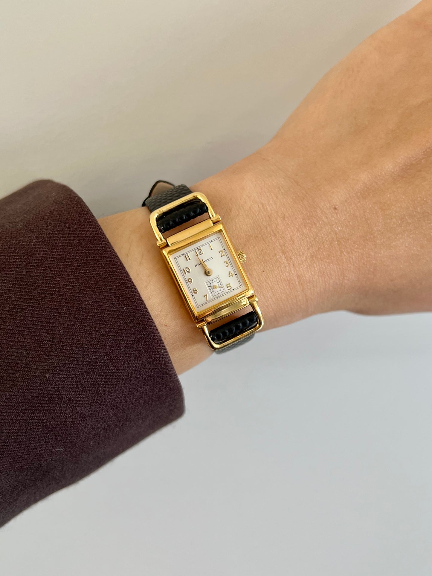 Hamilton Rectangular Gold Tone Dress Women's Watch