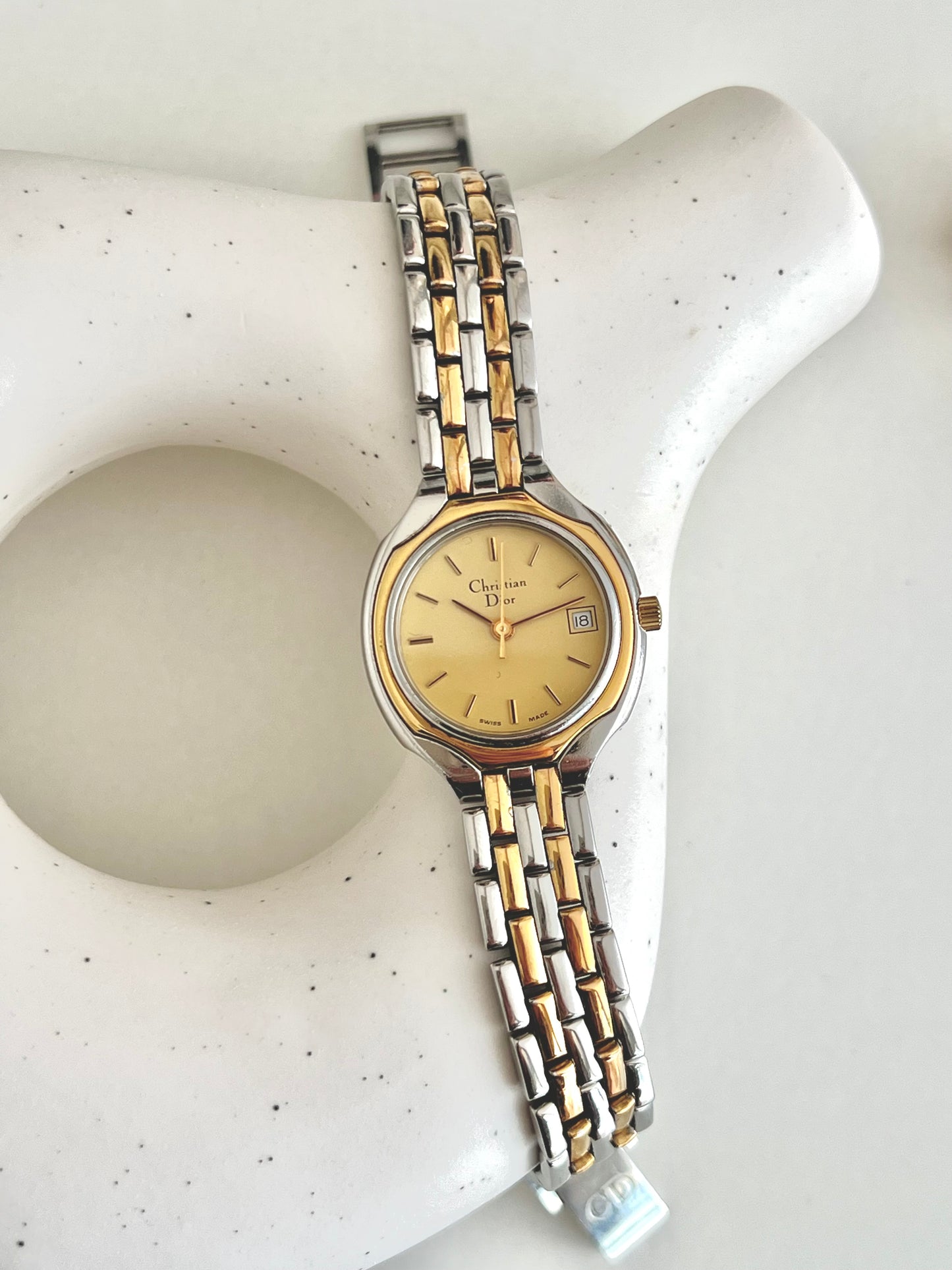 Christian Dior Round Roman Dial Two Tone Womens Watch