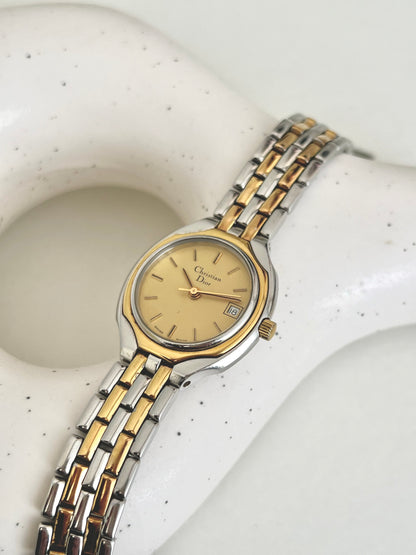 Christian Dior Round Roman Dial Two Tone Womens Watch