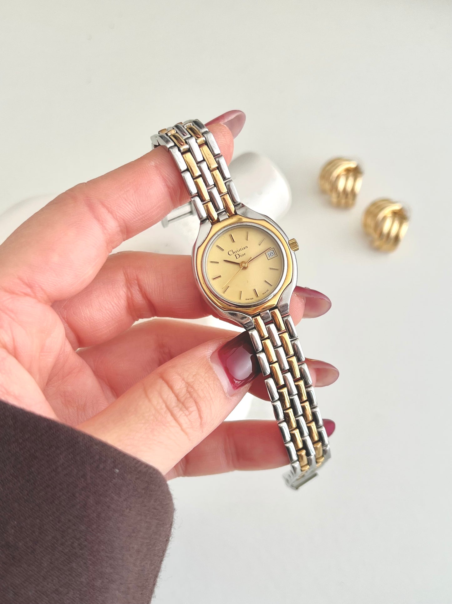 Christian Dior Round Roman Dial Two Tone Womens Watch