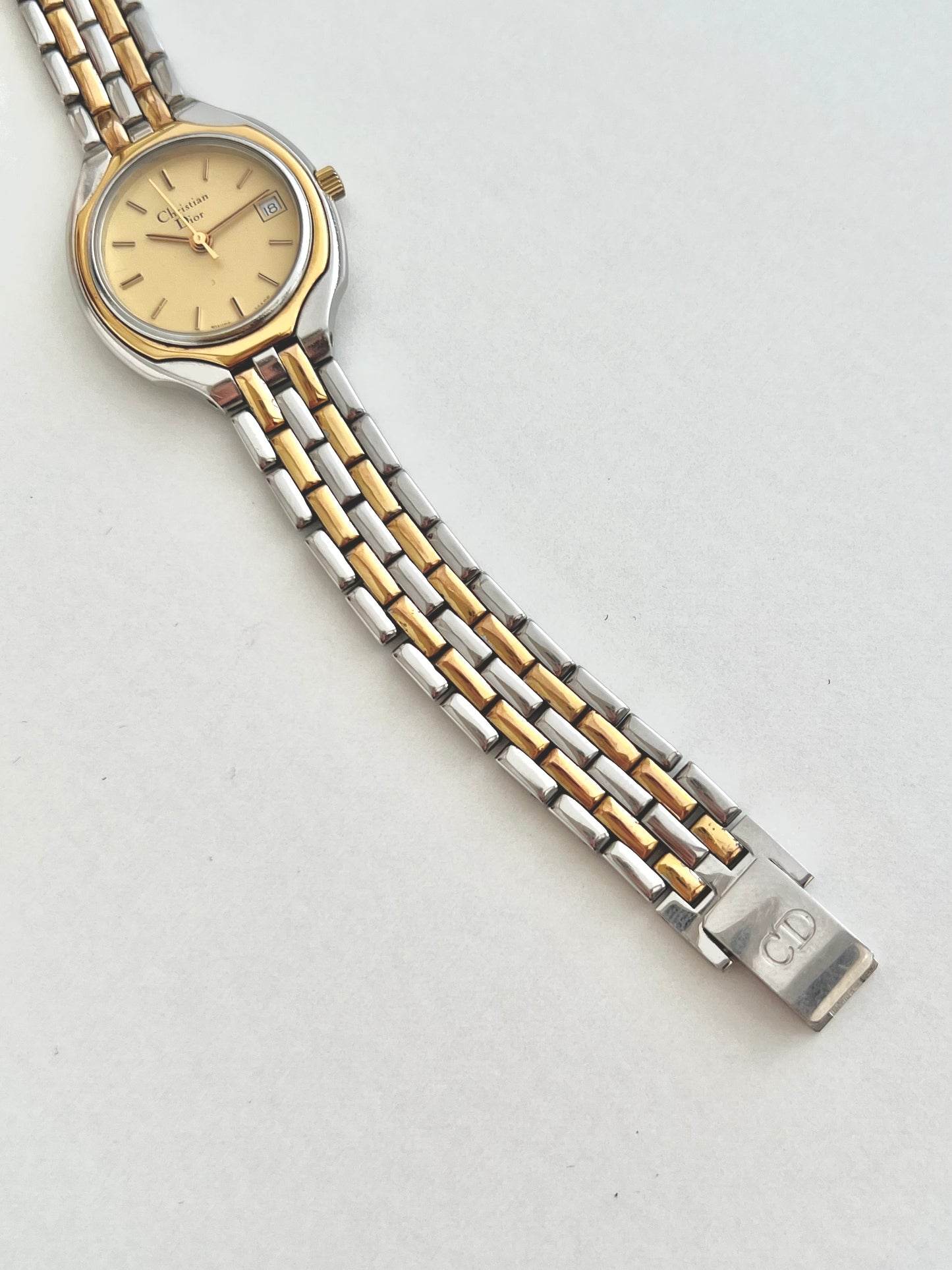 Christian Dior Round Roman Dial Two Tone Womens Watch