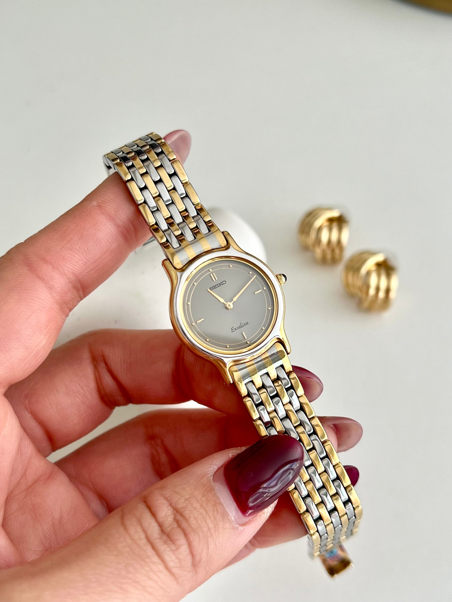 Seiko Exceline Two Tone Sculpted Bracelet Women's Watch