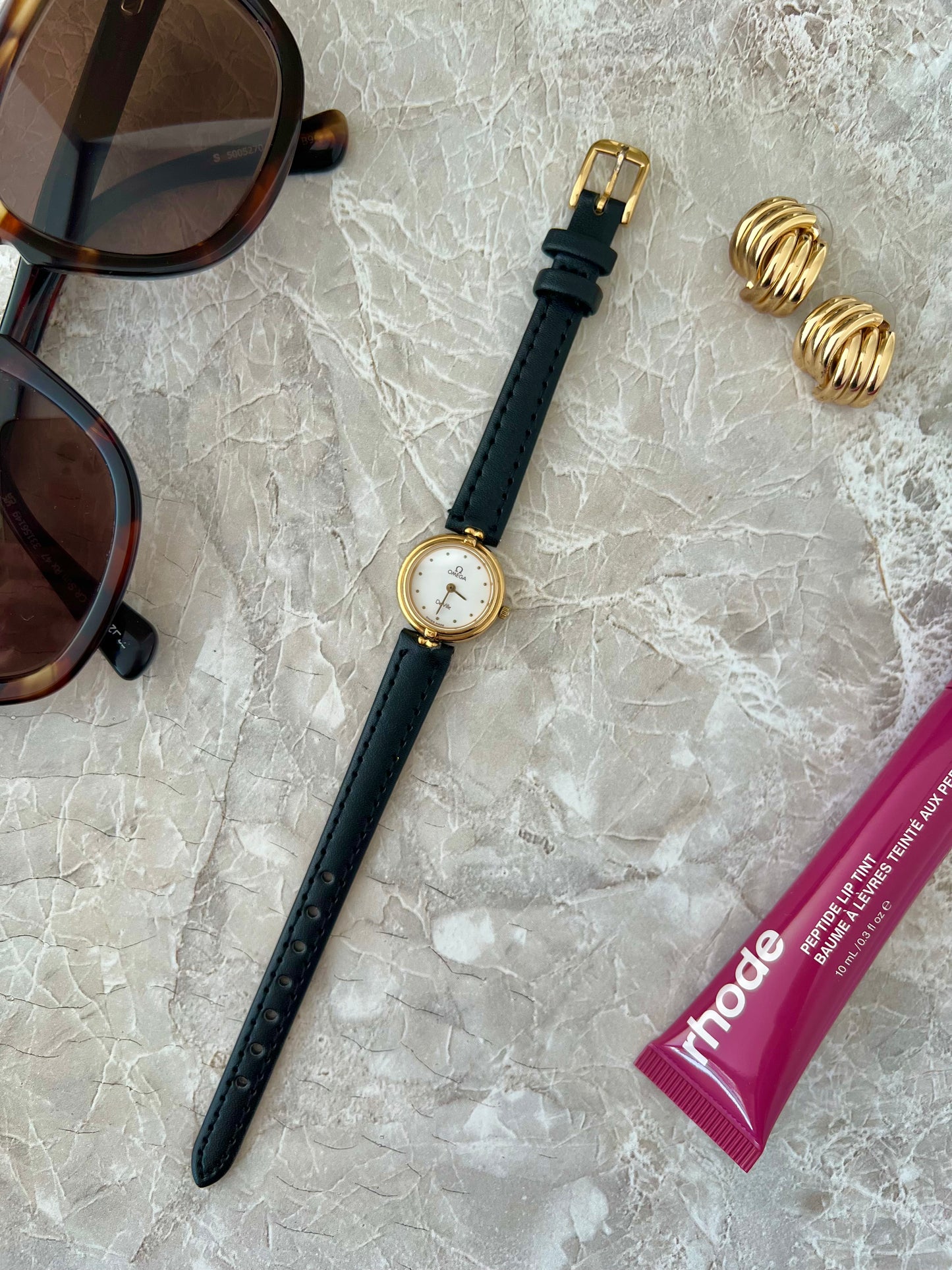 Omega De Ville Gold Tone Round Raised Bezel Women's Watch