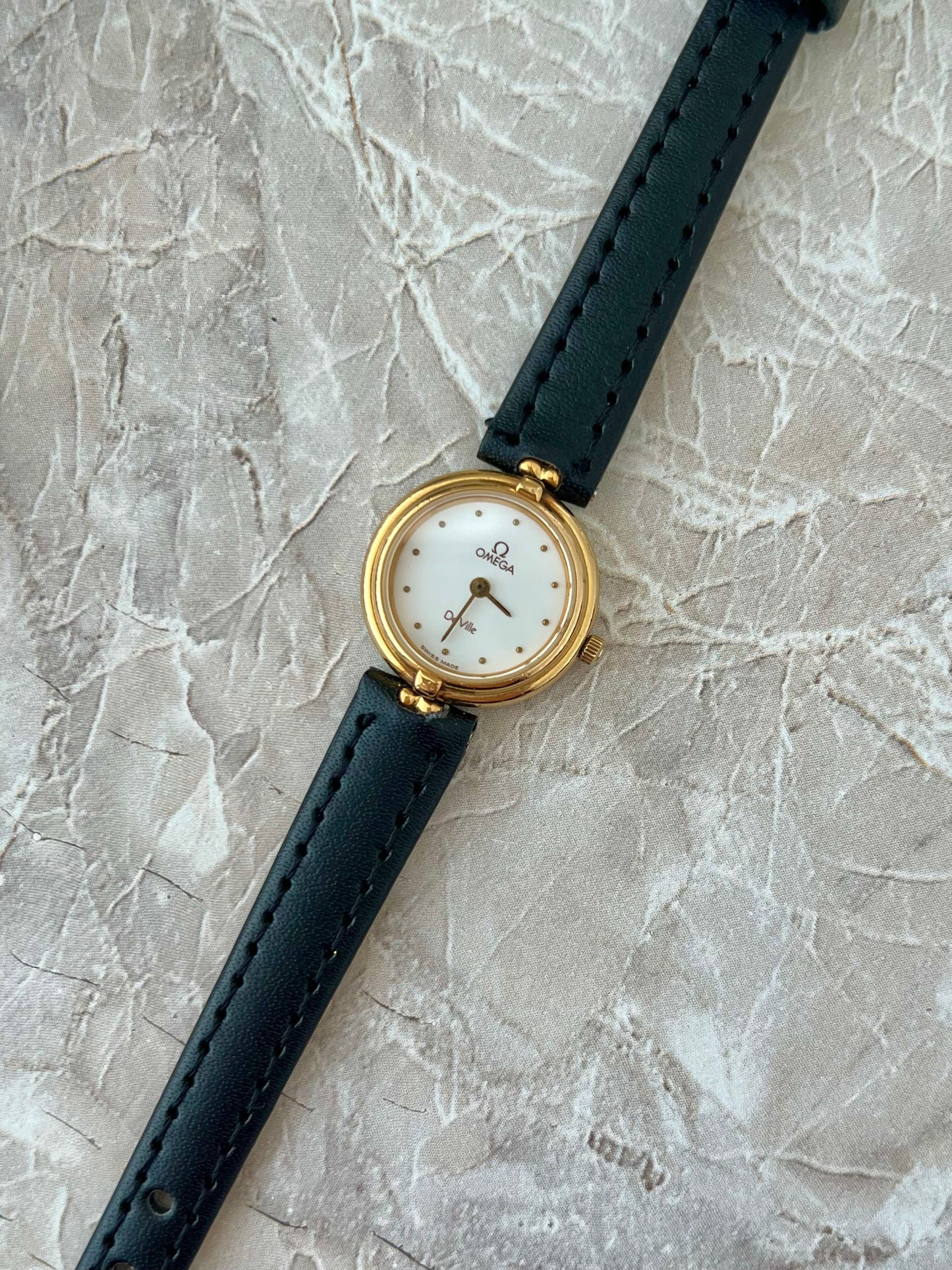 Omega De Ville Gold Tone Round Raised Bezel Women's Watch