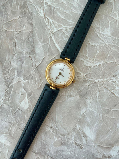 Omega De Ville Gold Tone Round Raised Bezel Women's Watch