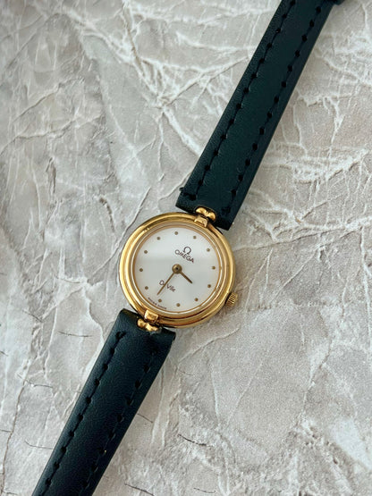 Omega De Ville Gold Tone Round Raised Bezel Women's Watch