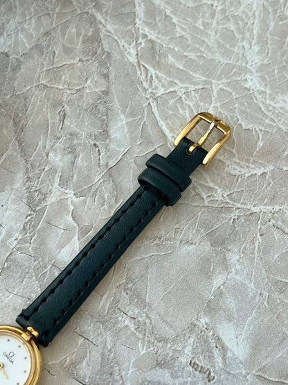 Omega De Ville Gold Tone Round Raised Bezel Women's Watch