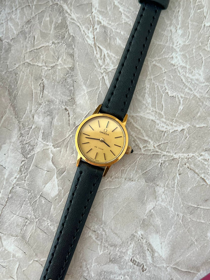Omega De Ville Gold Tone Round Champagne Dial Women's Watch