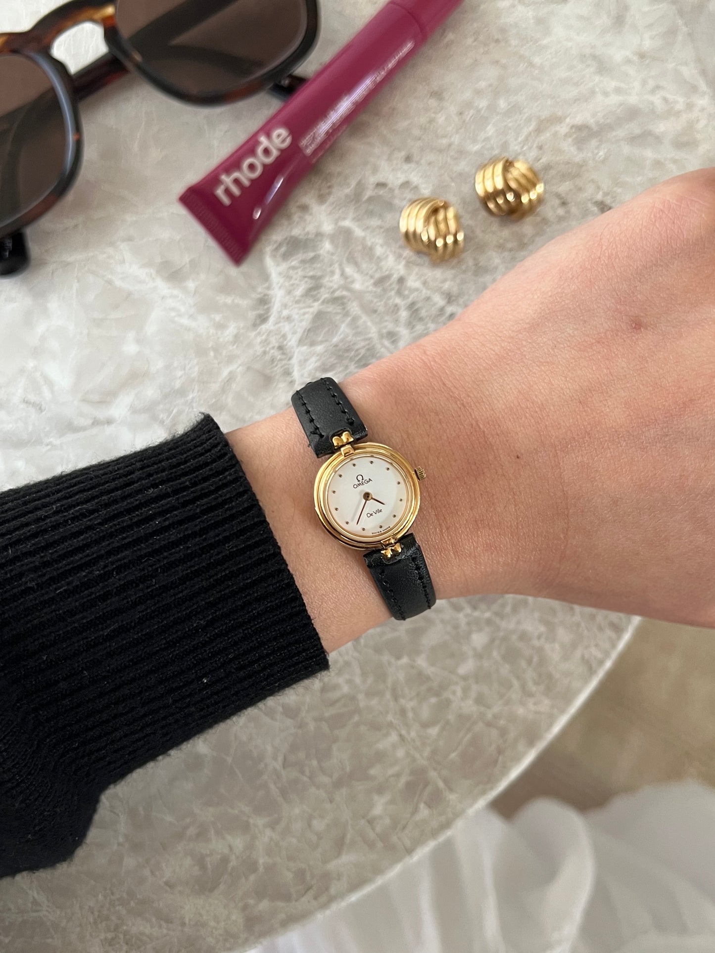Omega De Ville Gold Tone Round Raised Bezel Women's Watch