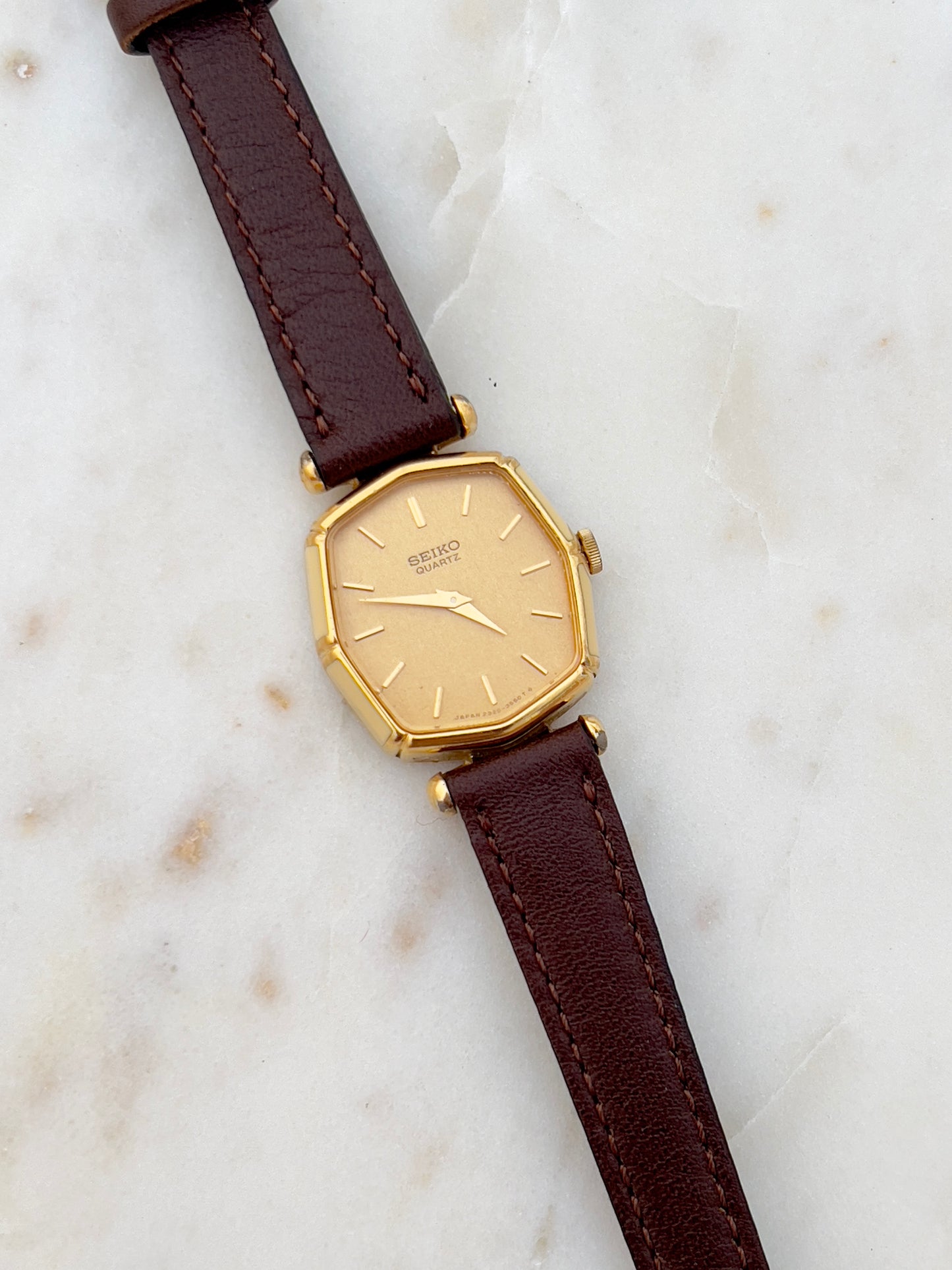 Seiko Gold Toned Woman's Watch with Enamel Accent