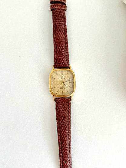 Omega De Ville Gold Women's Watch with Chequered Dial