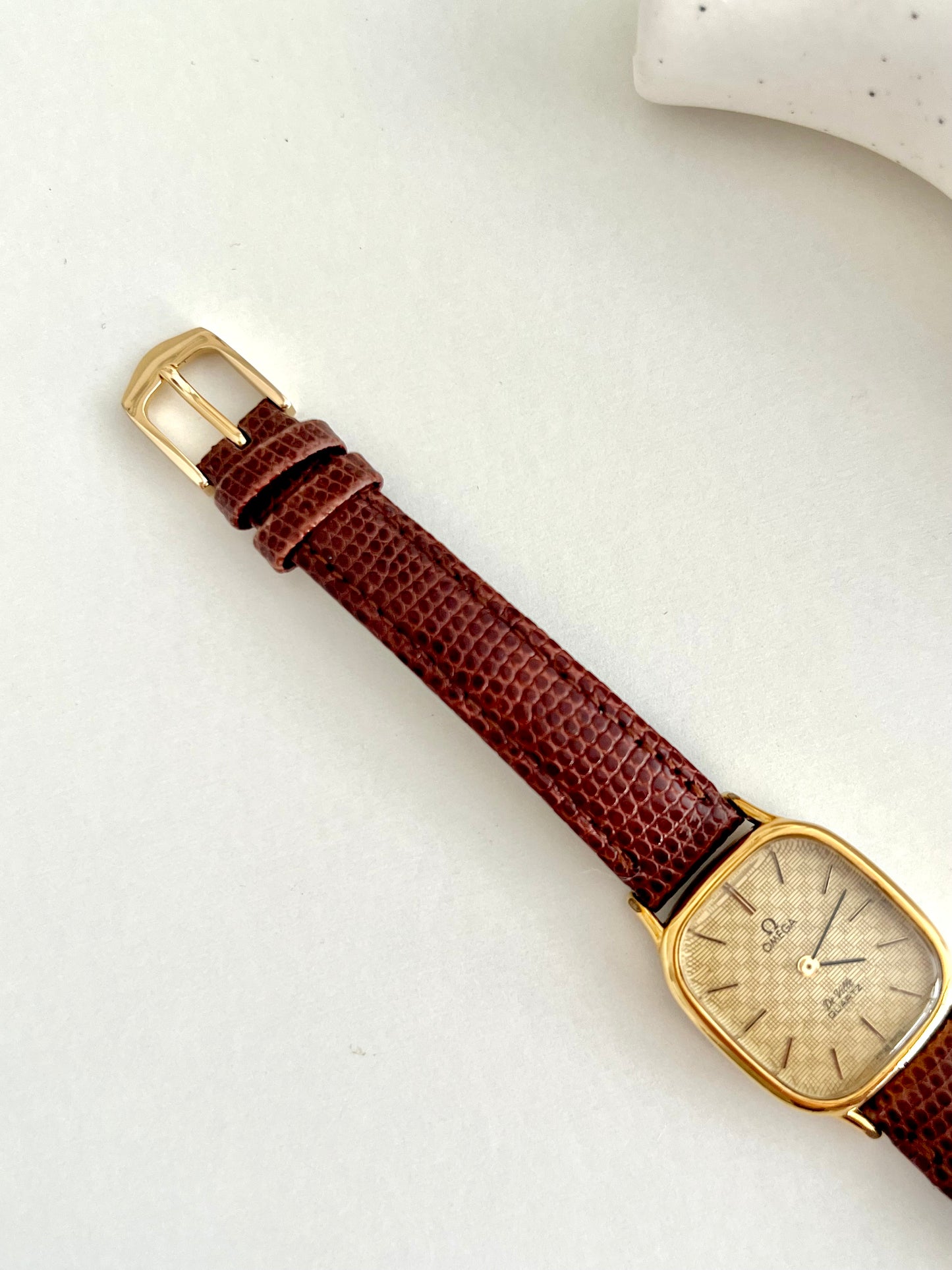 Omega De Ville Gold Women's Watch with Chequered Dial