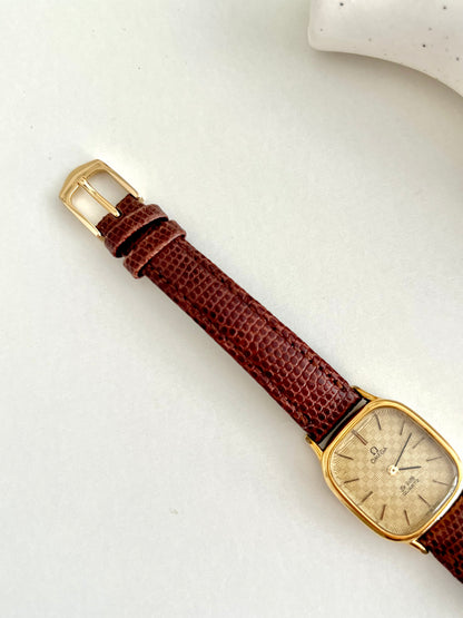 Omega De Ville Gold Women's Watch with Chequered Dial