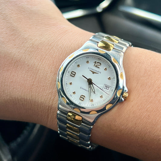 Longines Conquest Champagne Gold Dial Two Tone Women’s Watch White Dial