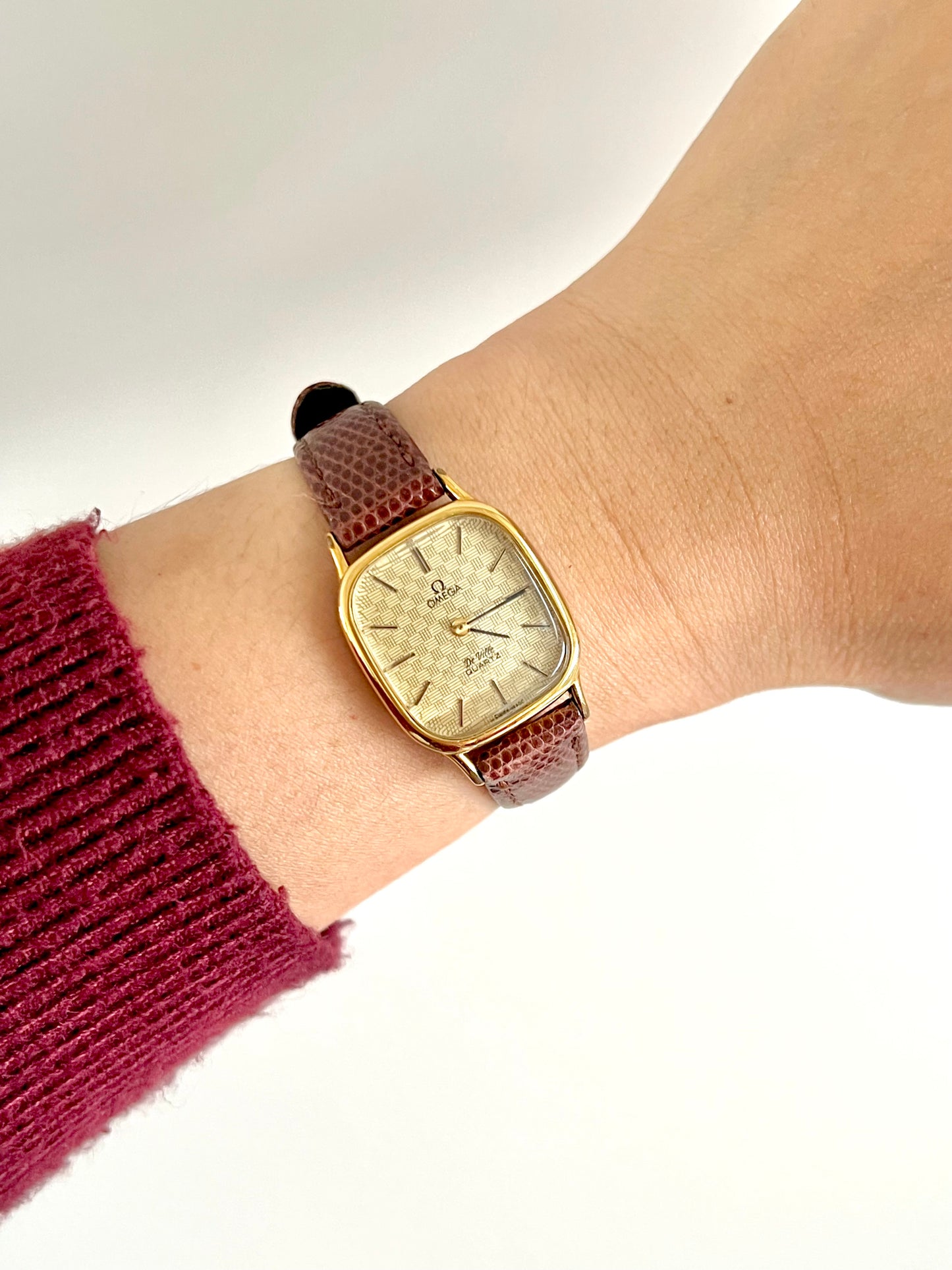 Omega De Ville Gold Women's Watch with Chequered Dial