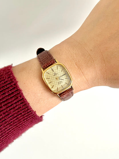 Omega De Ville Gold Women's Watch with Chequered Dial