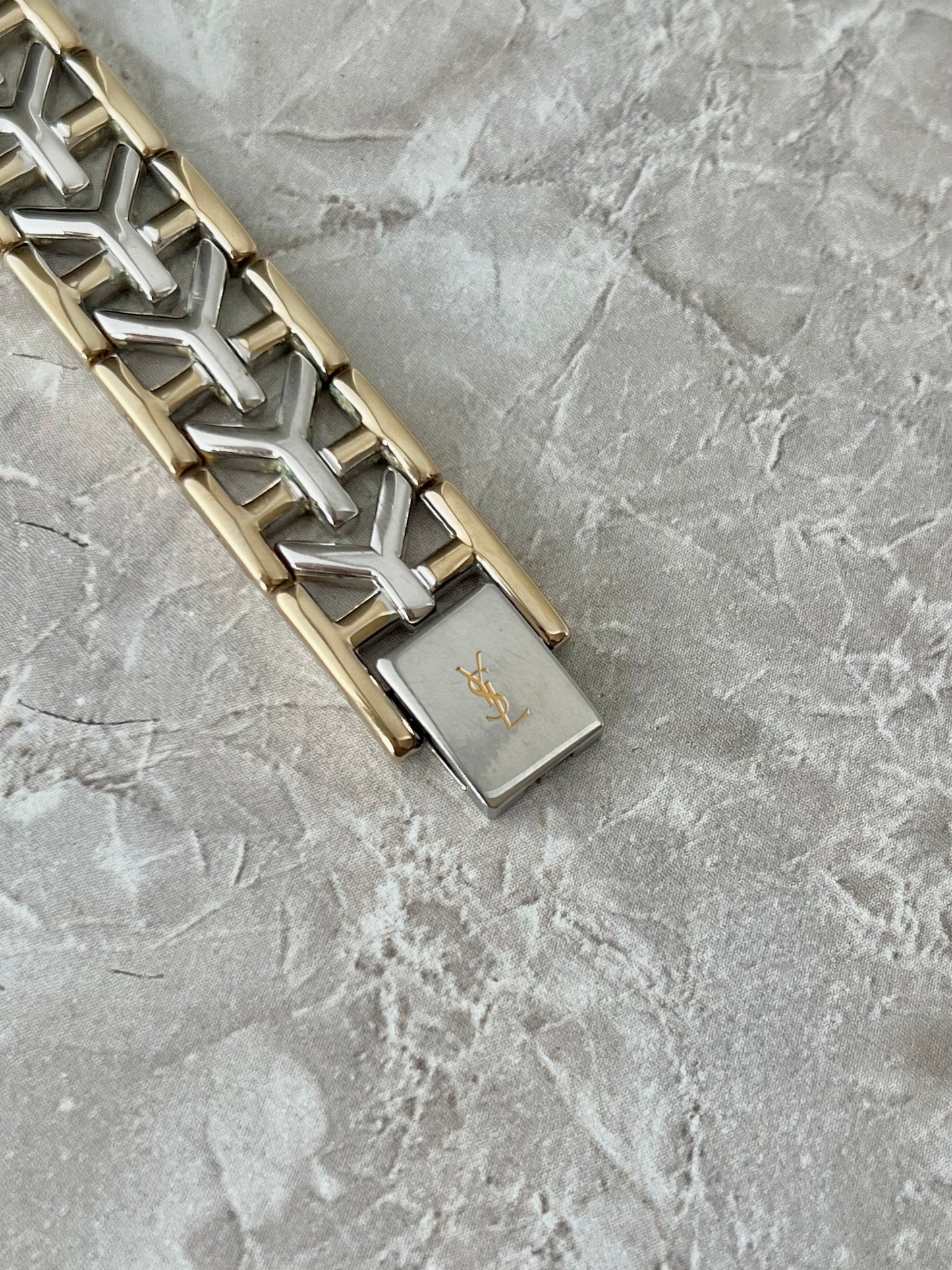 YSL Octagonal Y Link Two Toned Woman's Watch 28mm