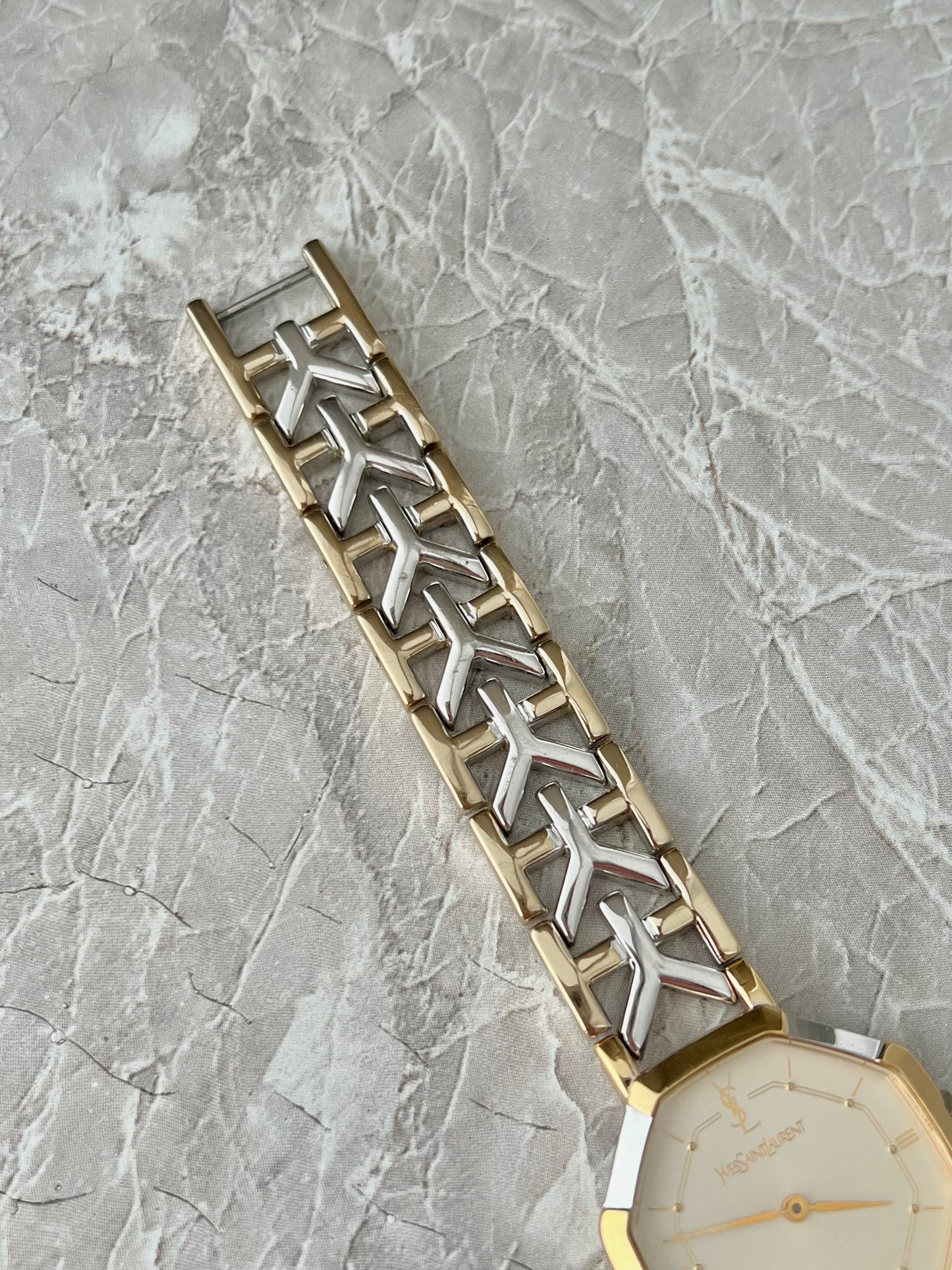 YSL Octagonal Y Link Two Toned Woman's Watch 28mm