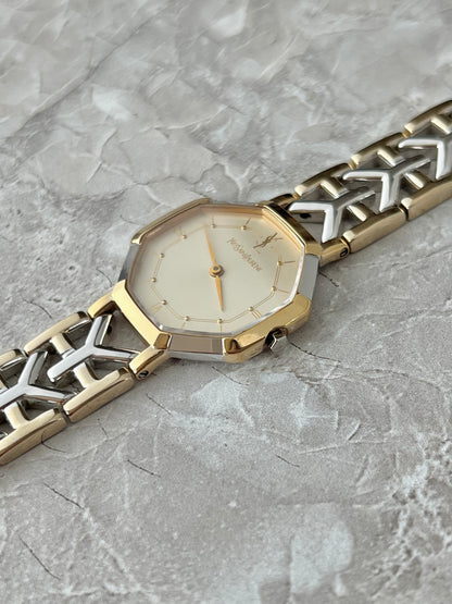YSL Octagonal Y Link Two Toned Woman's Watch 28mm
