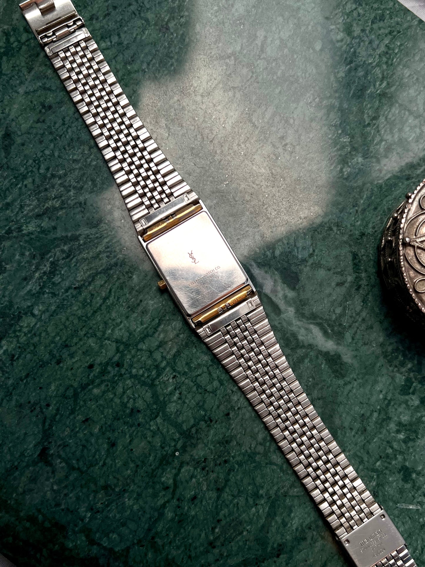 YSL Silver and Gold Gilt Satin Dial Ladies Watch