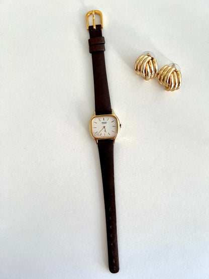 Seiko Gold Tone Cushion Case Women’s Watch