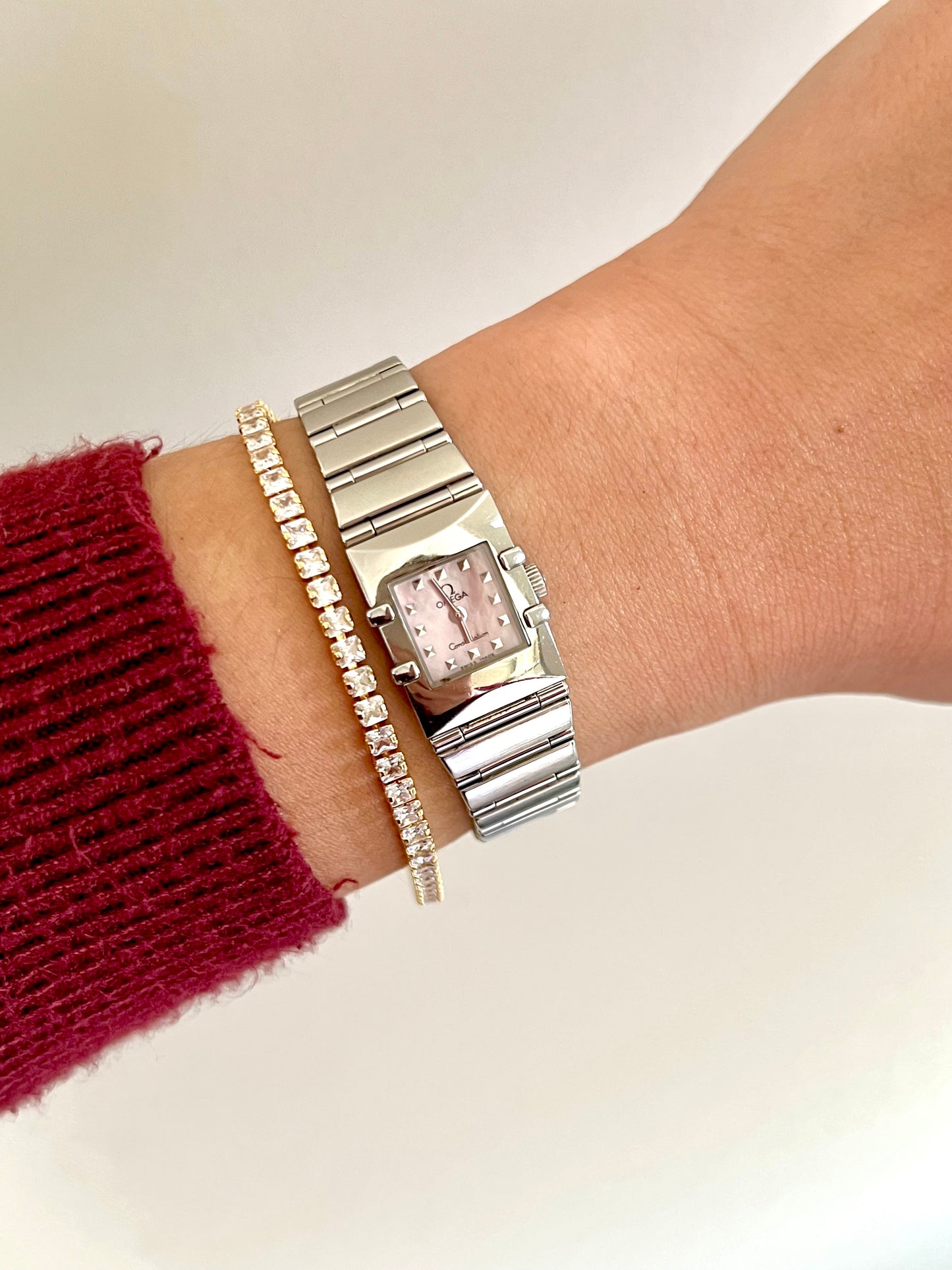 Omega Constellation Quadra Pink Mother of Pearl Dial Women's Watch