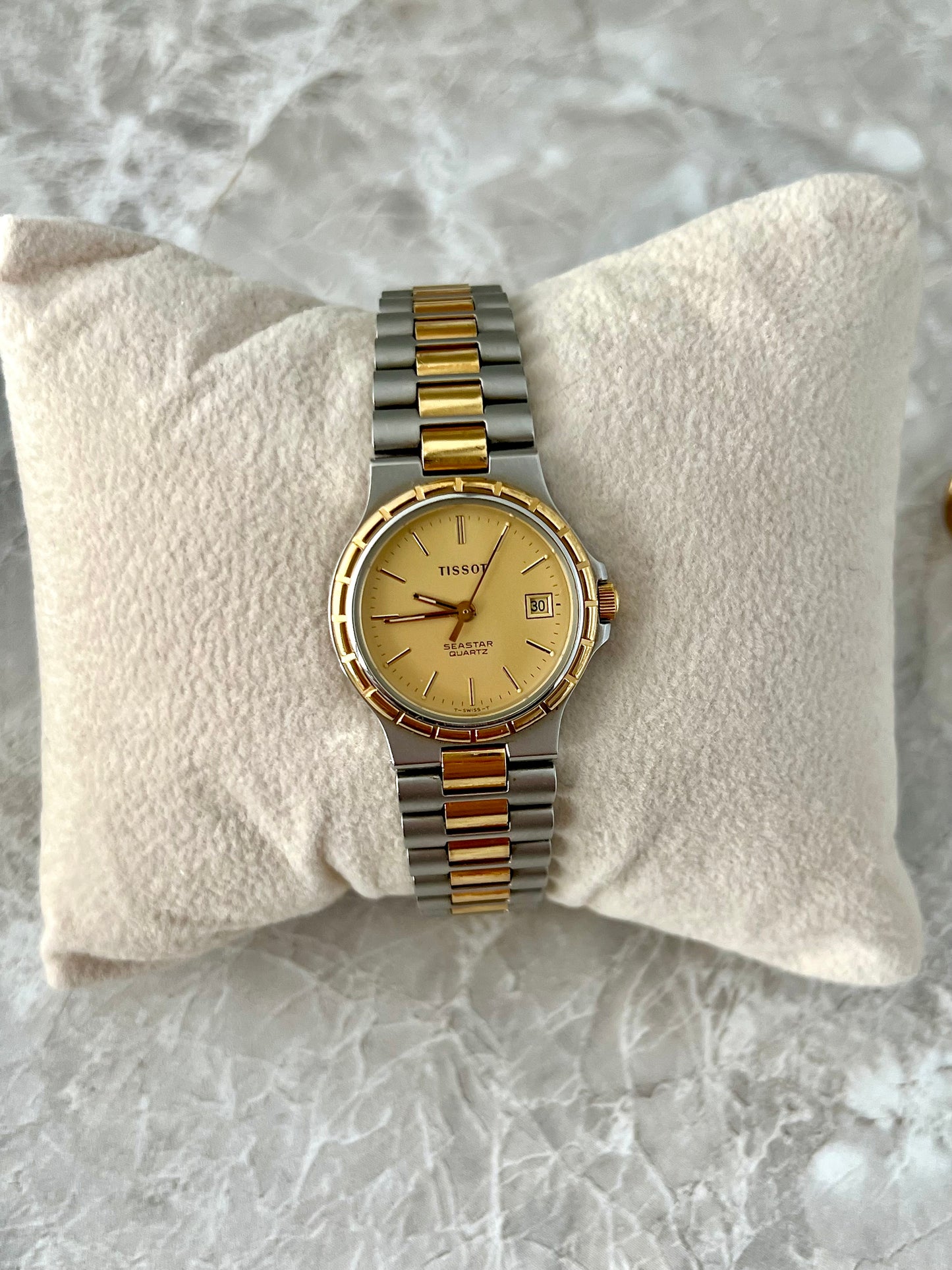 Tissot Seastar Two-Tone Watch with Gold Dial and Date