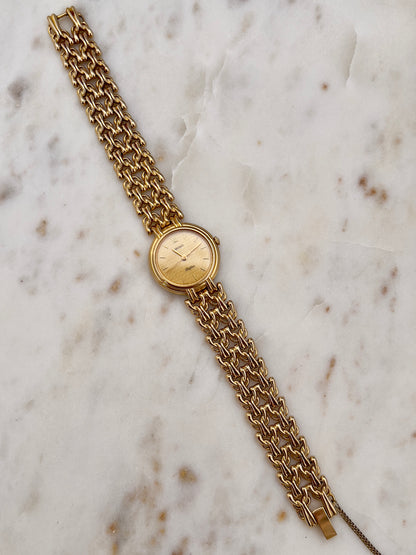 Seiko Belfina Gold Toned Watch with Intricate Bracelet
