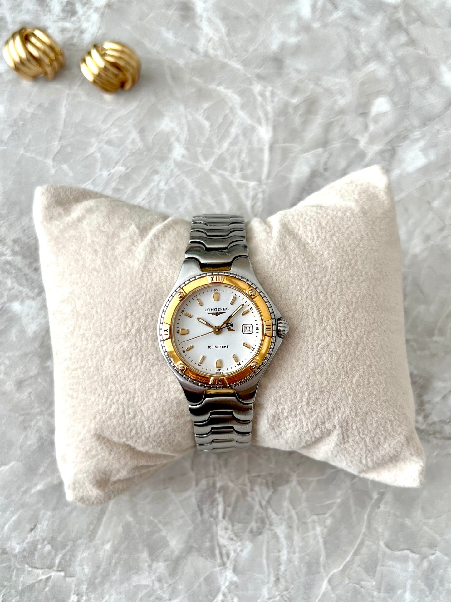 Longines Conquest Two Tone Women’s Watch with Roman Bezel
