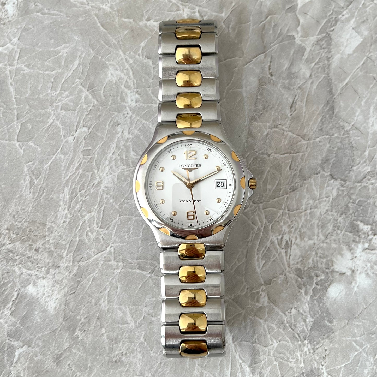 Longines Conquest Champagne Gold Dial Two Tone Women’s Watch White Dial