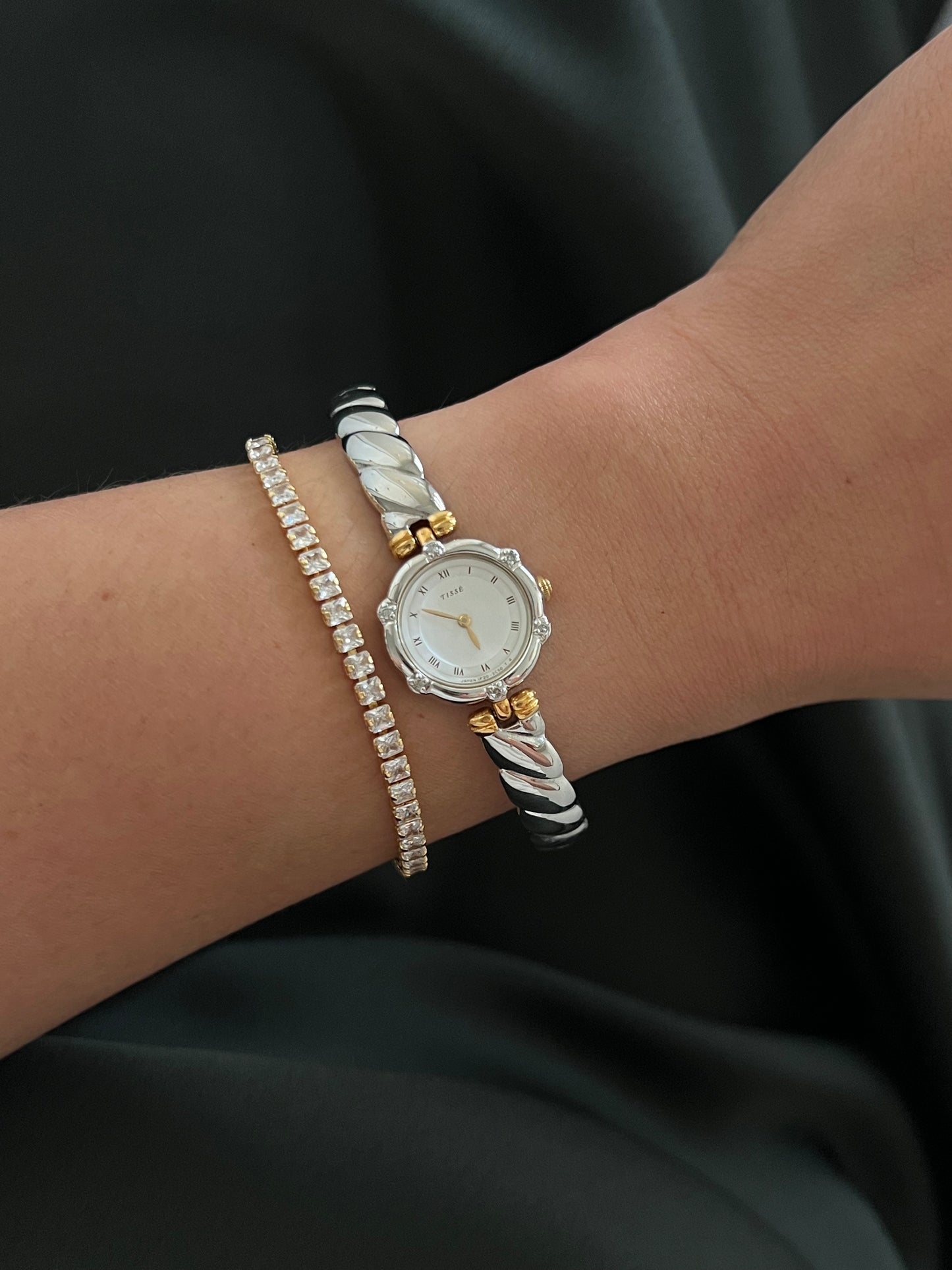 Seiko Tisse Bangle Women's Watch with Inlaid Crystals