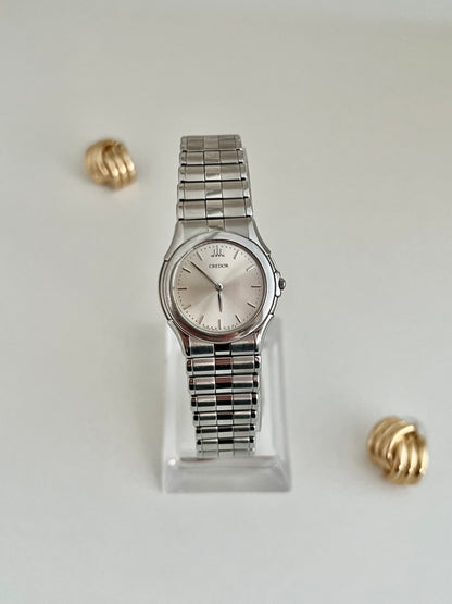 Credor by Seiko Silver Bracelet Women's Watch in Soft Blush Dial