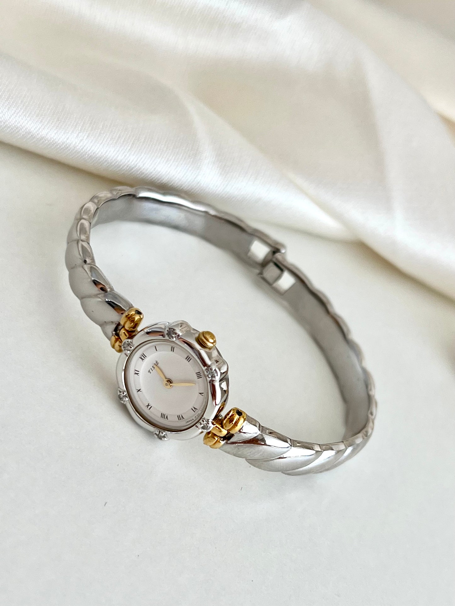 Seiko Tisse Bangle Women's Watch with Inlaid Crystals