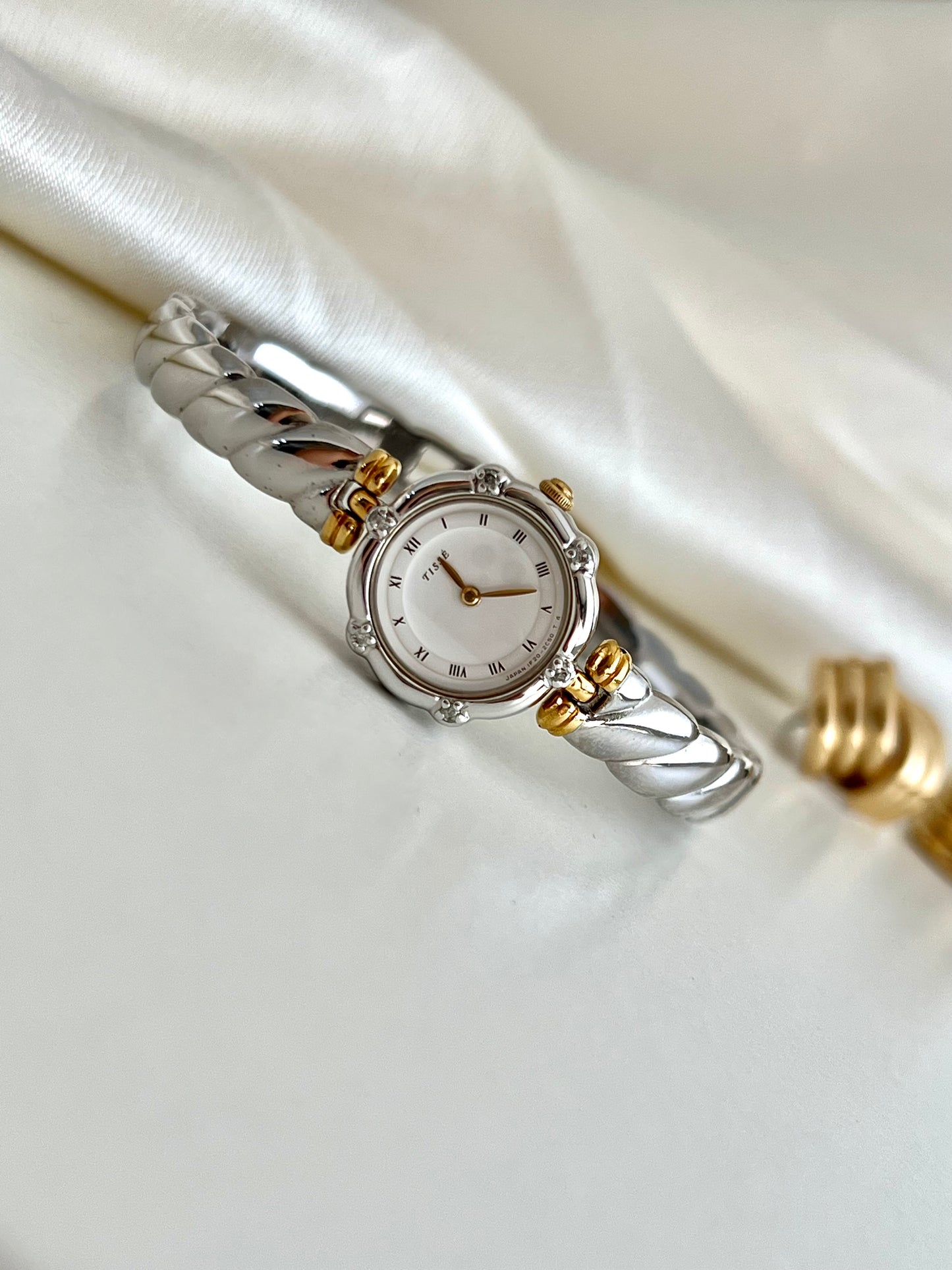 Seiko Tisse Bangle Women's Watch with Inlaid Crystals