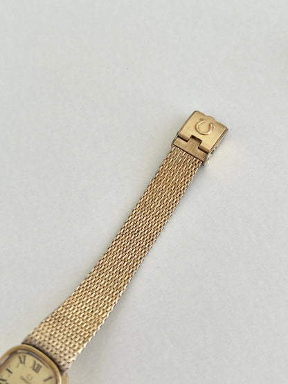 Omega Gold Mesh Bracelet Watch with Roman Dial