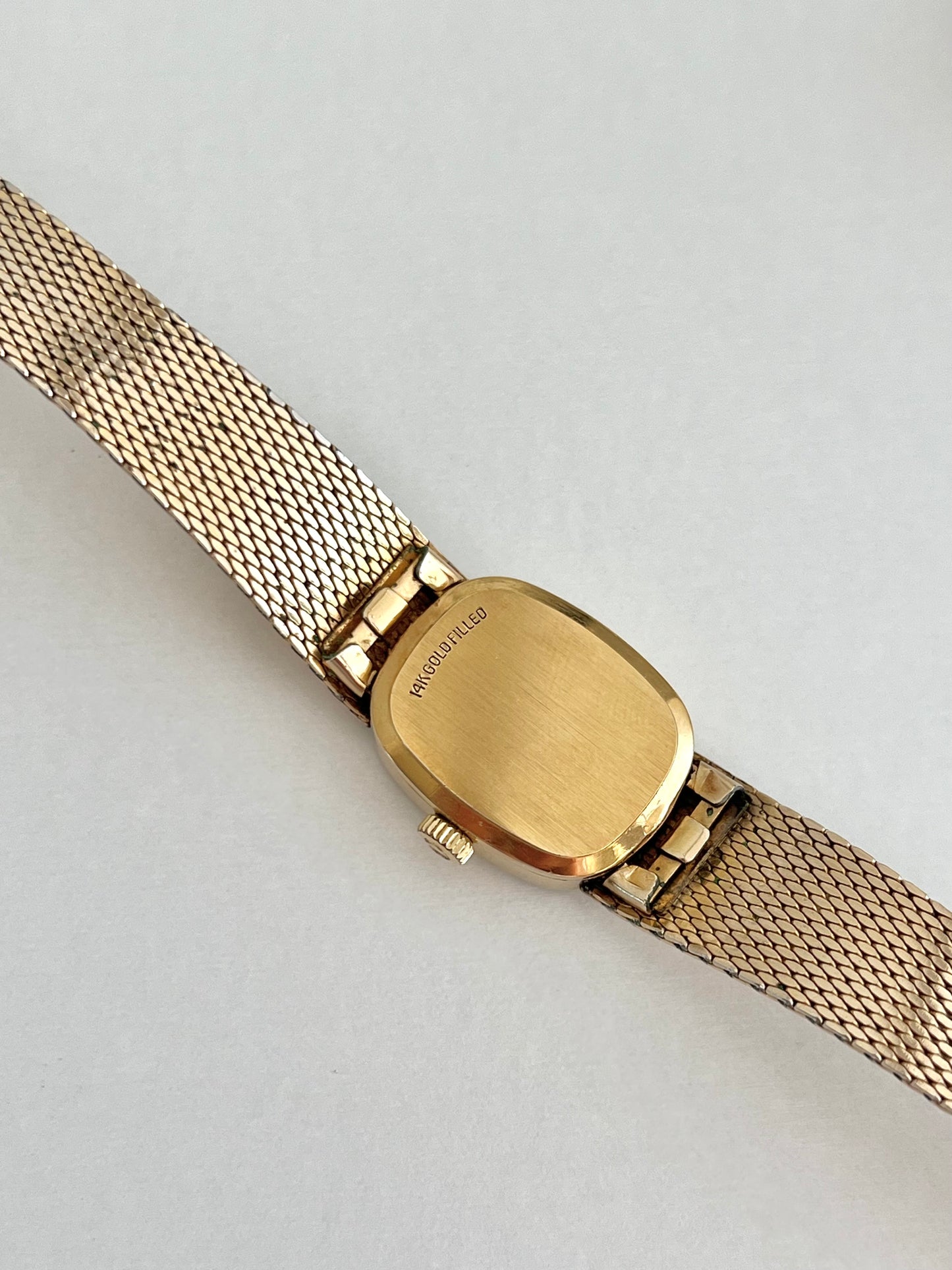 Omega Gold Mesh Bracelet Watch with Roman Dial