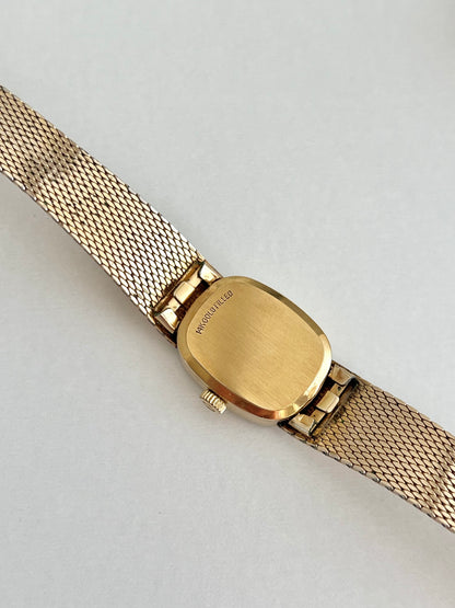 Omega Gold Mesh Bracelet Watch with Roman Dial
