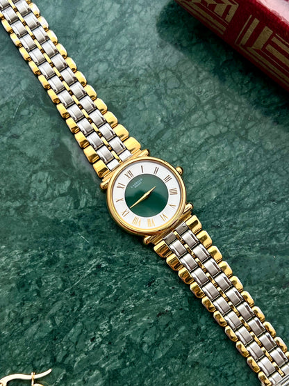 Seiko Lassale Emerald Poise Gold Women's Watch with Two Tone Bracelet