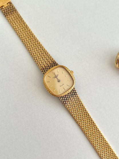 Longines Textured Gold Watch with Woven Bracelet