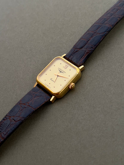 Longines Gold Toned Soft Rectangular Women's Watch