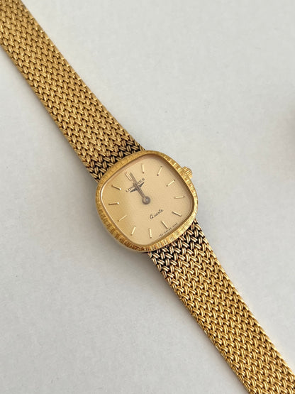 Longines Textured Gold Watch with Woven Bracelet