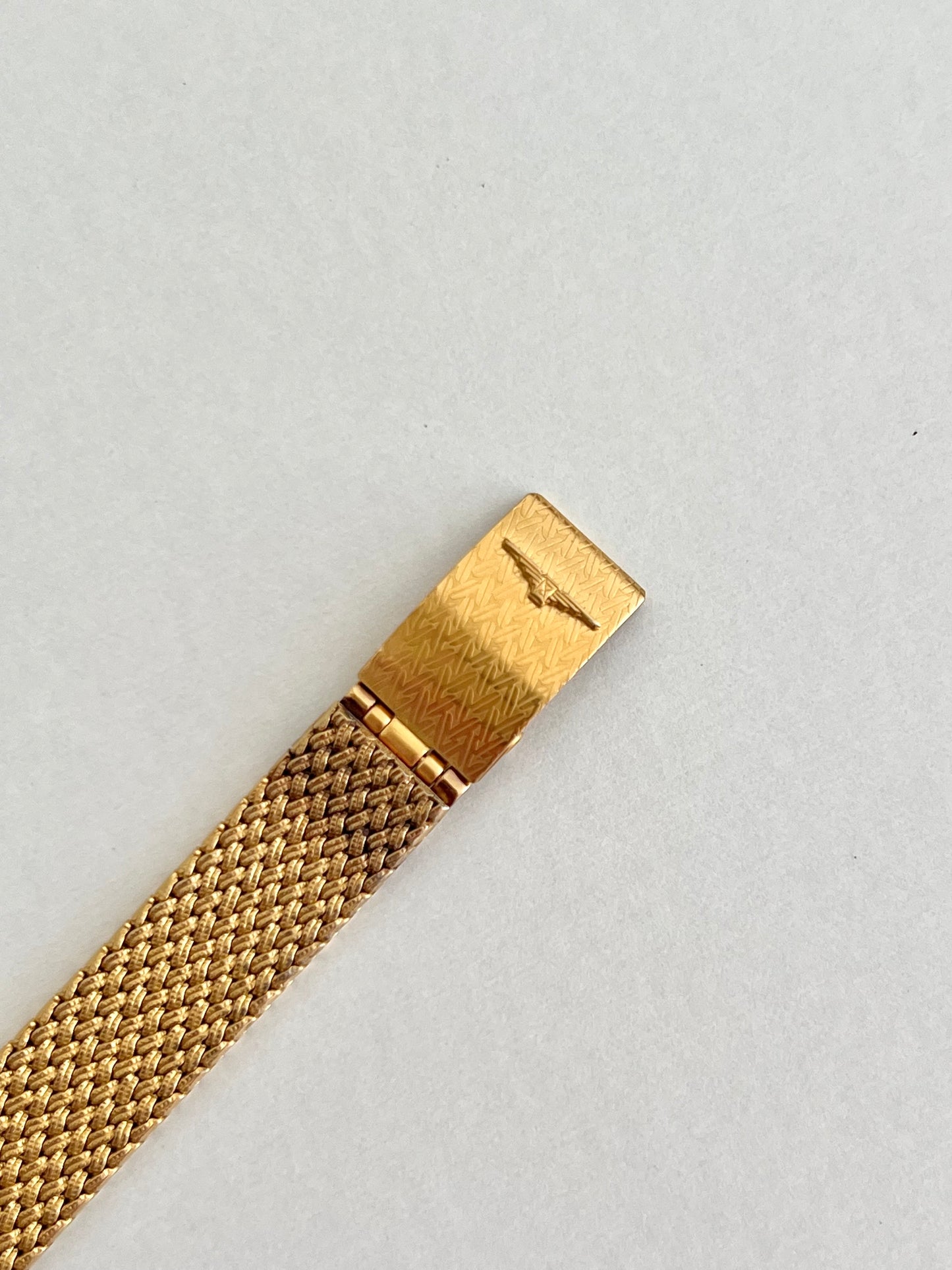 Longines Textured Gold Watch with Woven Bracelet