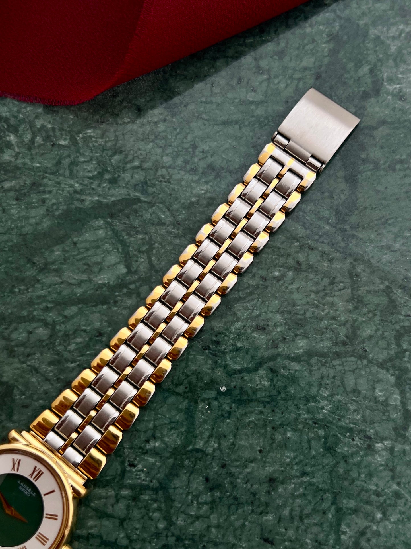 Seiko Lassale Emerald Poise Gold Women's Watch with Two Tone Bracelet