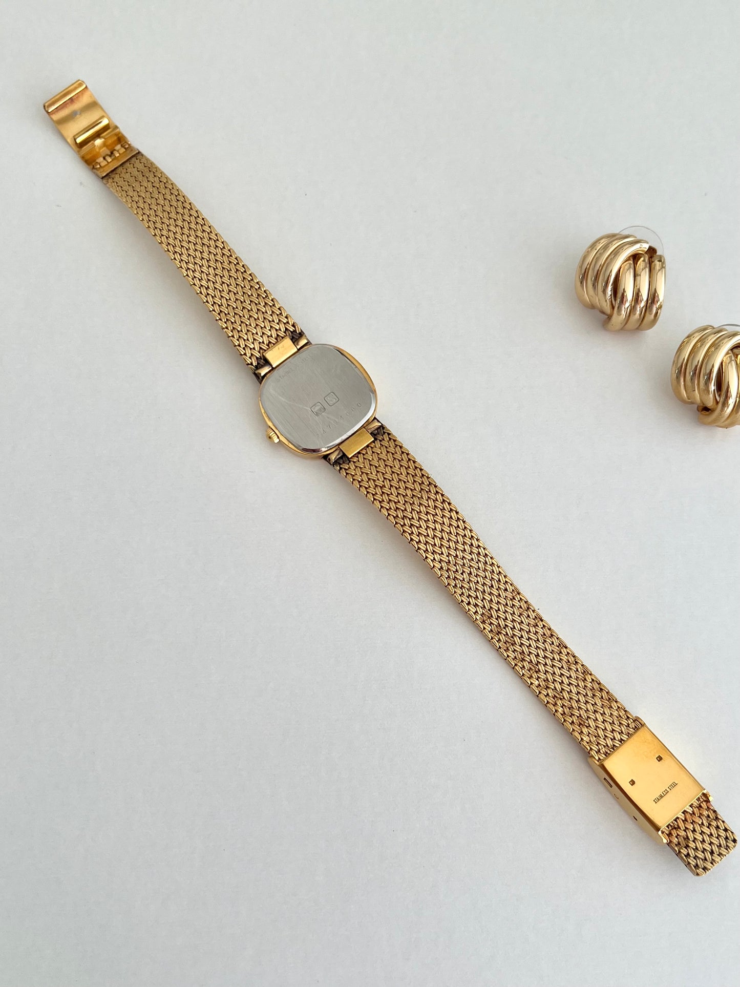 Longines Textured Gold Watch with Woven Bracelet